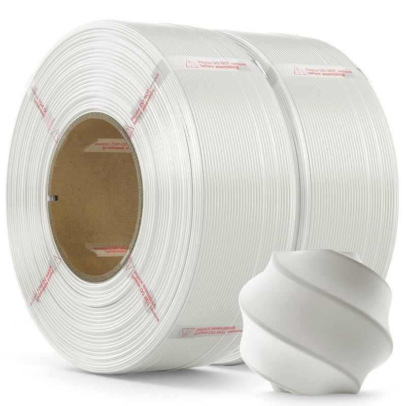 MarsWork PLA Filament 1.75mm PLA 3D Printer Filament(Refill),2kg Refill for Reusable Spools(4.4lbs),Premium Quality 3D Printing Filament for Bambu lab 3D Printers,White+White - Image 1